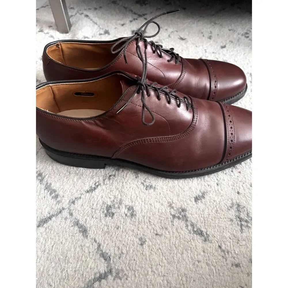 Mens Allen Edmonds Byron Brown Cap Toe Dress Oxford Shoes Leather Lace Size 10